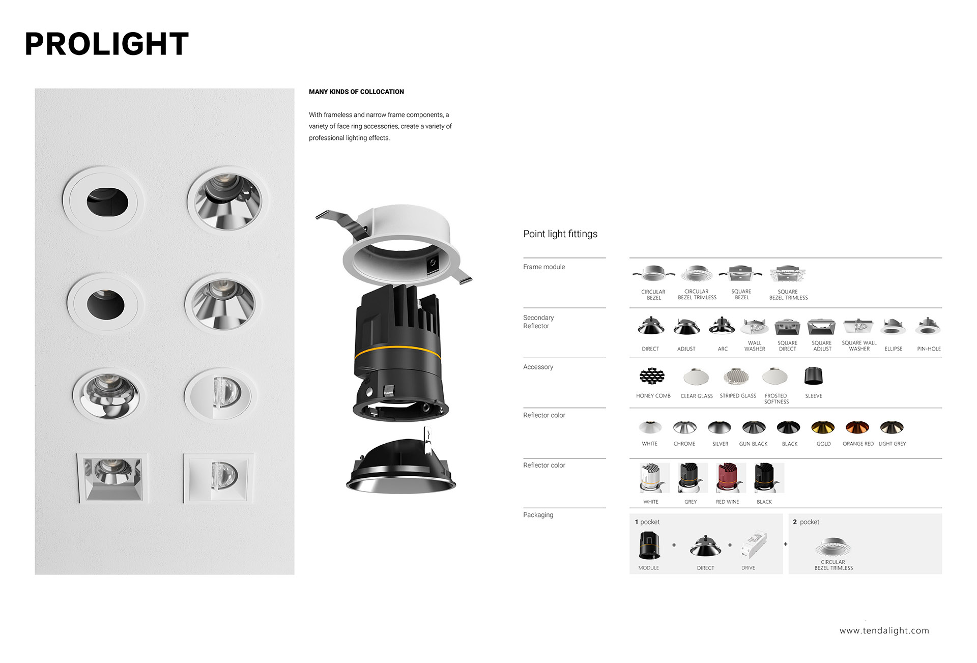 Aluminium forsænket firkantet downlight IP65