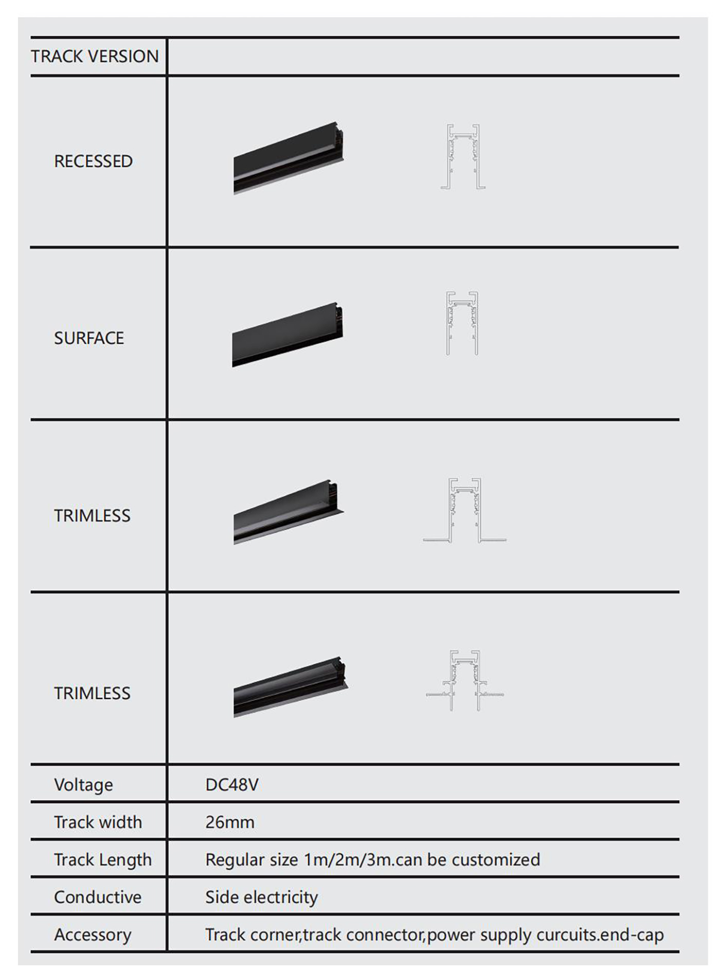 Mpower Track Rail DC48V Schienensystem